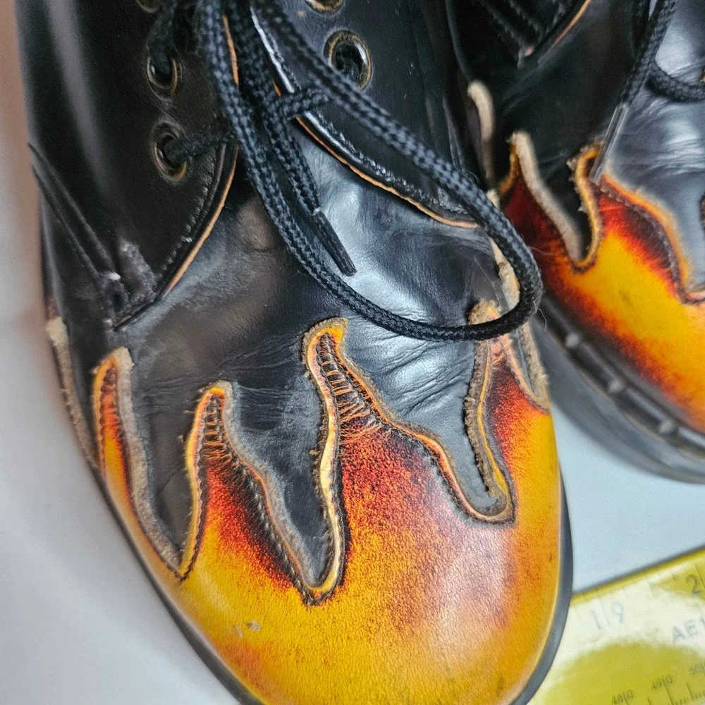 Tredair Made in England Black Leather Flame Oxford Shoes Vintage Size UK 6